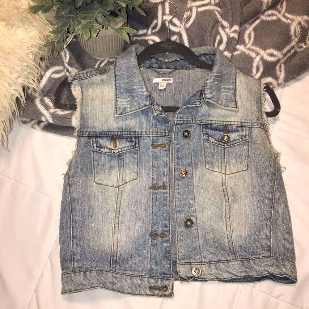 Light wash denim vest
